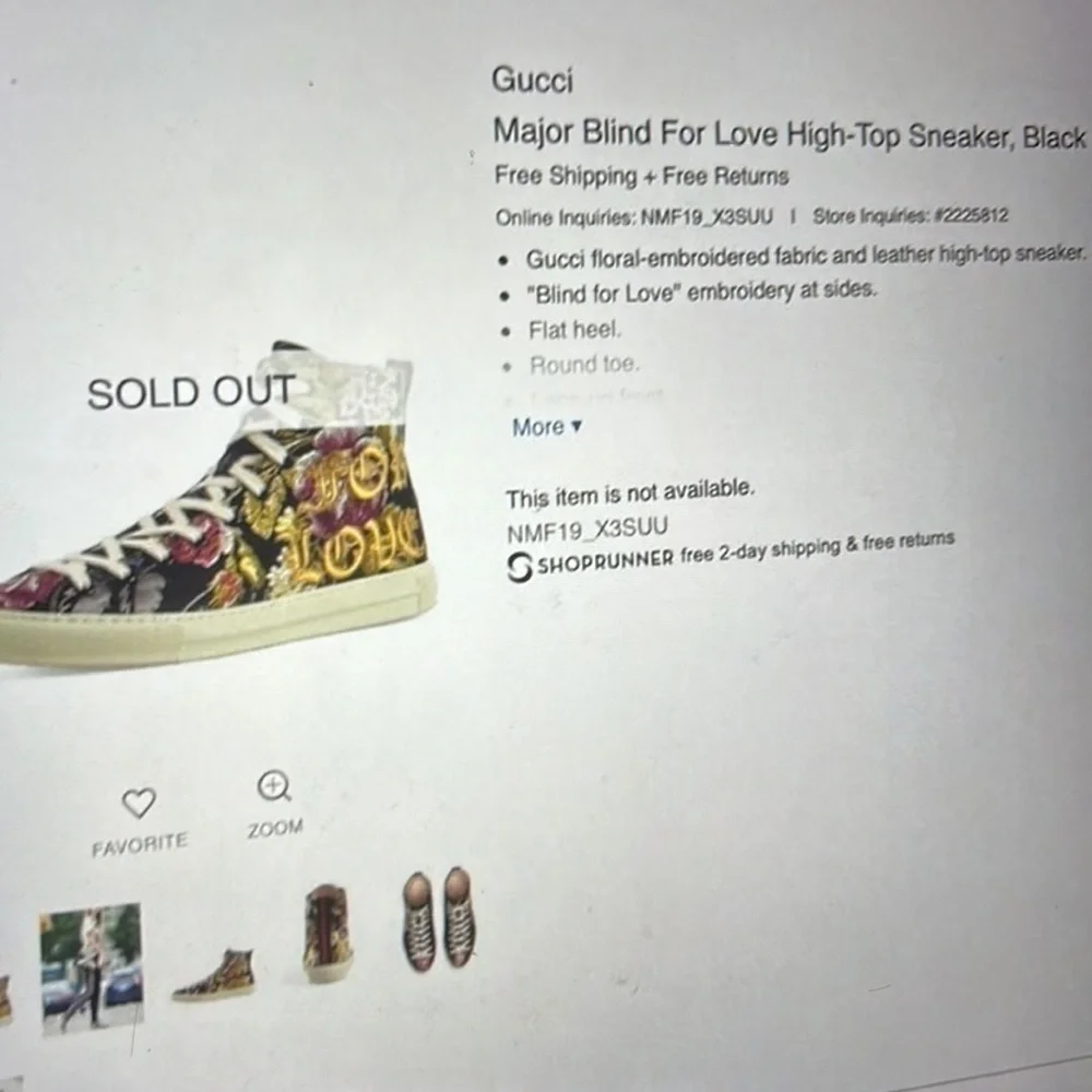 Gucci “love is blind” Men’s high top. NIOB